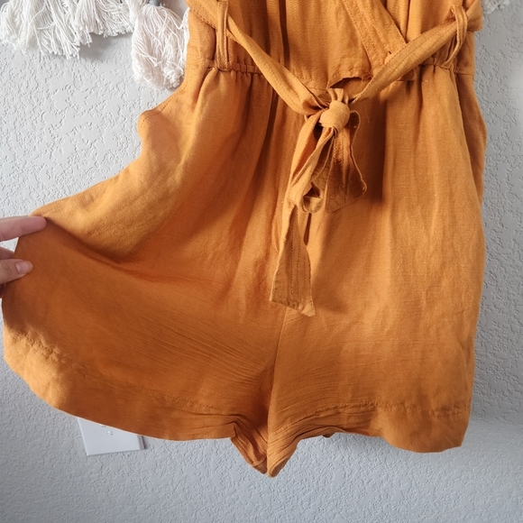 Anthropologie Maeve Luana Linen Blend Belted Yellow Romper Lagenlook Coastal 6 - Picture 4 of 12